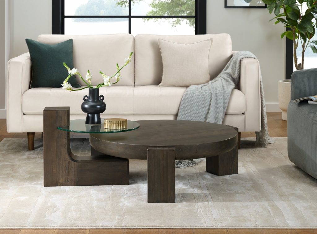 Arc Glass Inset Coffee Table made with Canadian Western Hemlock — view 1
