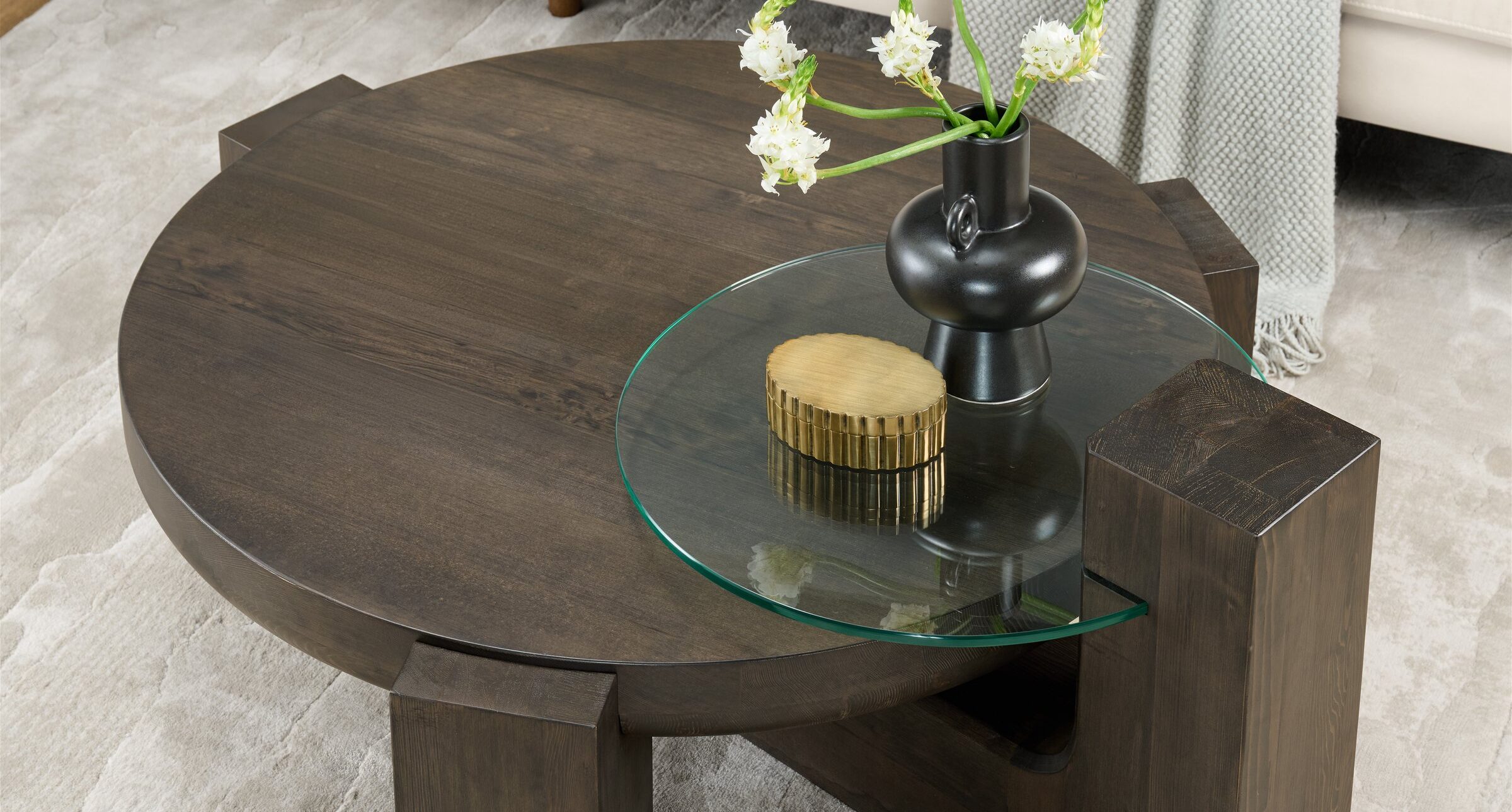 Arc Glass Inset Coffee Table made with Canadian Western Hemlock — view 3