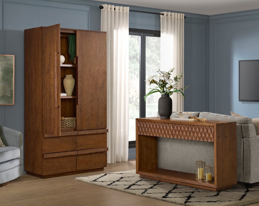 Geometric Armoire and Console Set made with Canadian Western Hemlock — view 1