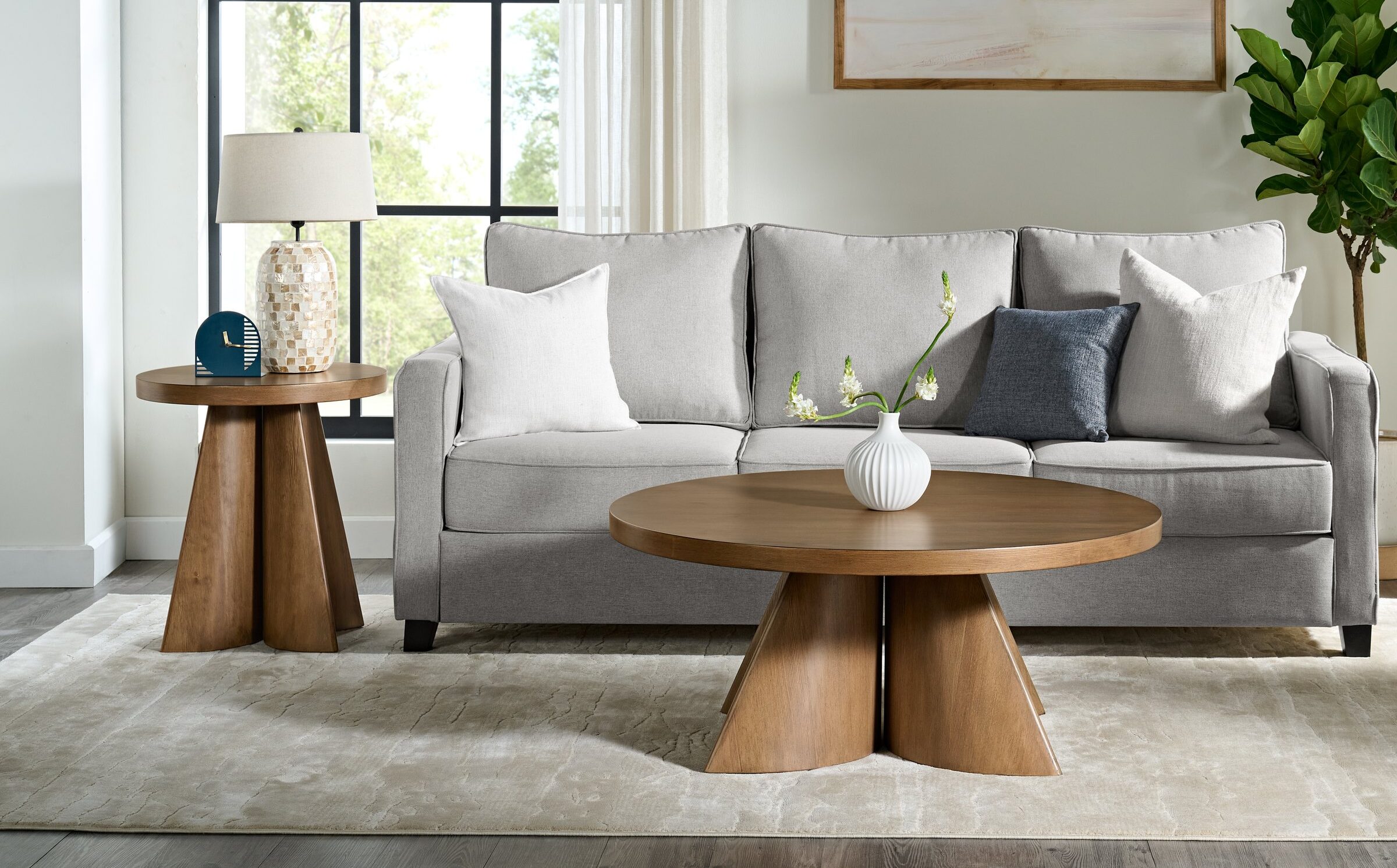 Sculpted Base Accent Table Set made with Canadian Western Hemlock — view 9