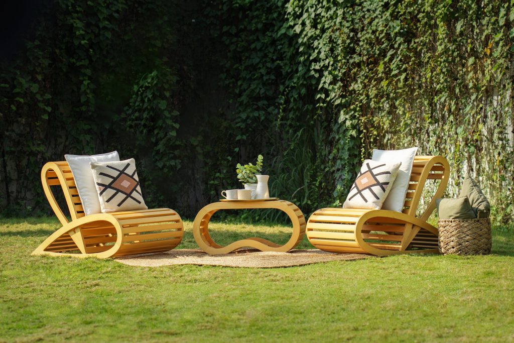 Curved Yellow Cedar Lounge in Canadian Yellow Cedar — view 1